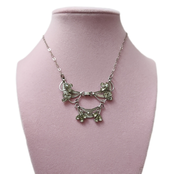 Vintage ESPO Sterling Silver Filigree Rhinestone Necklace 21" - Picture 12 of 13